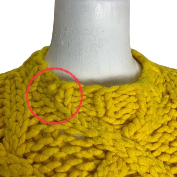 Loopy Mango Handmade Urban Fisherman Sweater S/M Sunshine Yellow Merino Wool - Picture 8 of 16